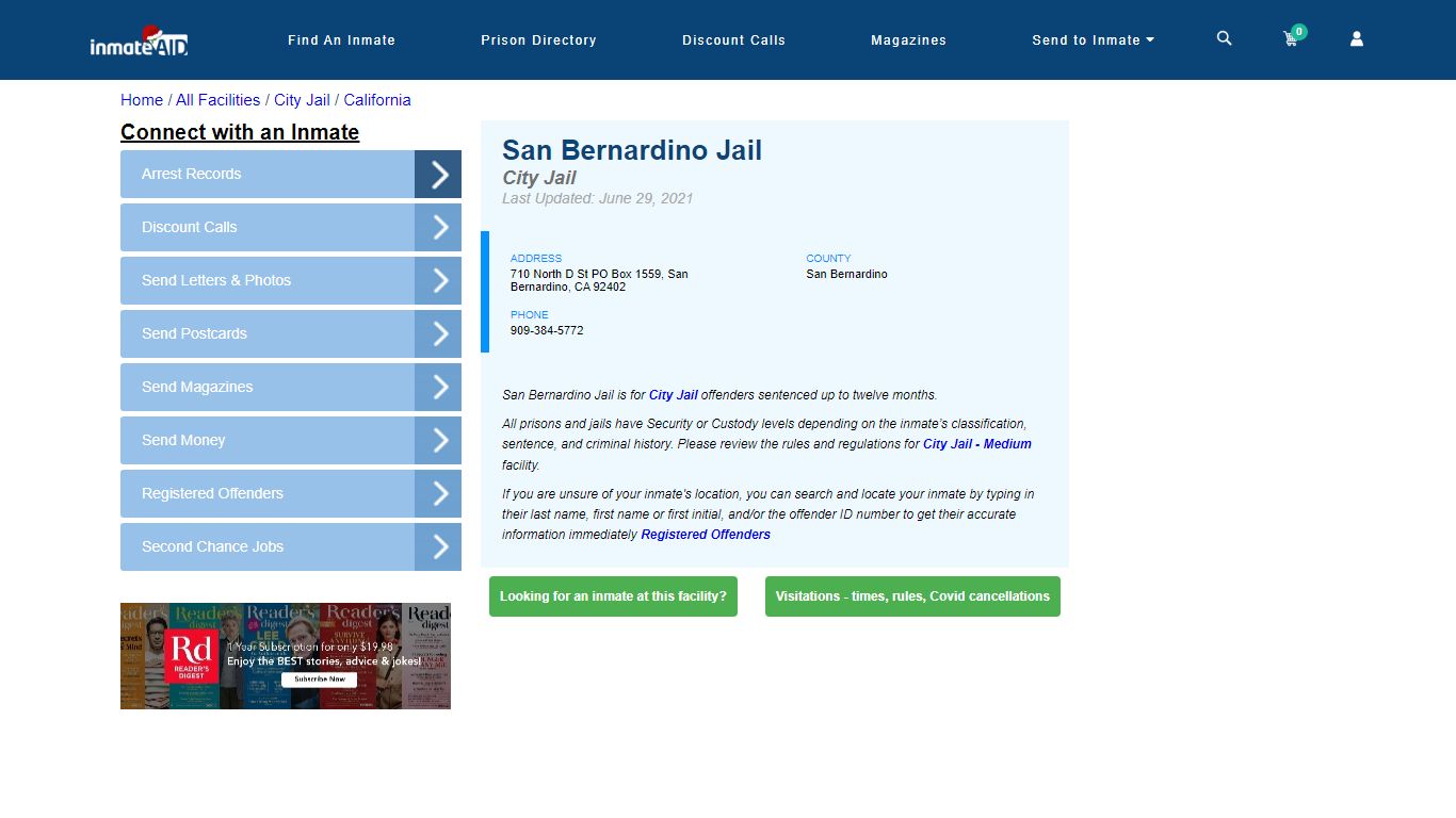 San Bernardino Jail | Inmate Locator